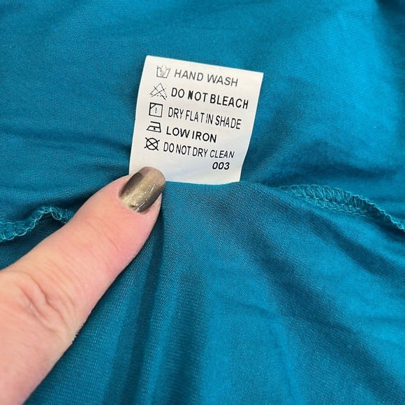 NWT Voianlimo (Amazon) Women's 3X Blue/Green Short Sleeve V-Neck Midi Dress - Picture 6 of 9